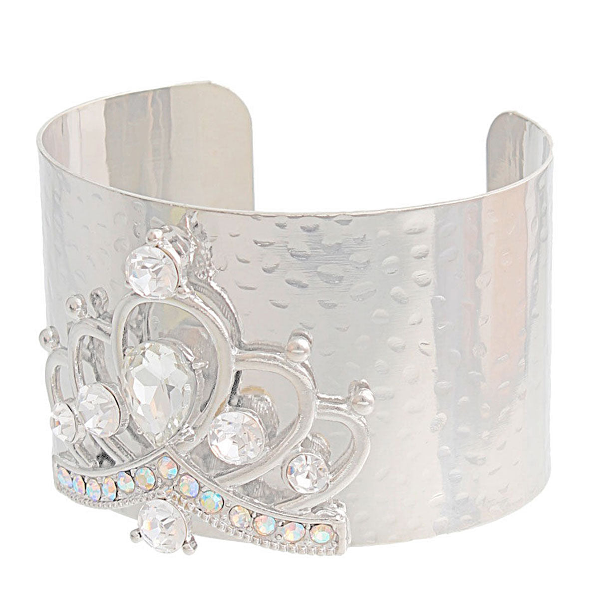 Silver Crystal Crown Cuff