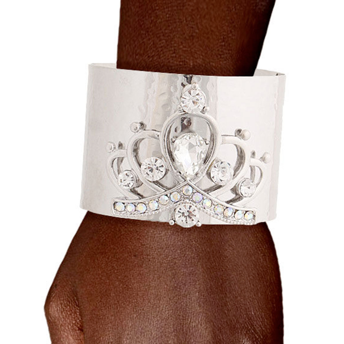 Silver Crystal Crown Cuff