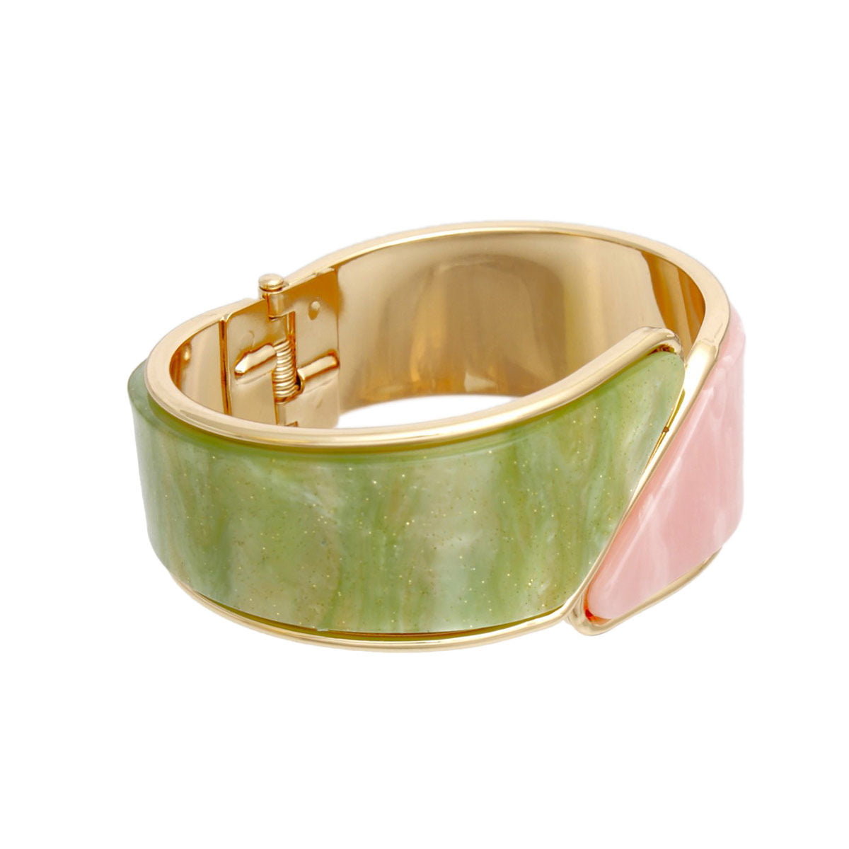 Bracelet AKA Marbled Pink Green Cuff for Women