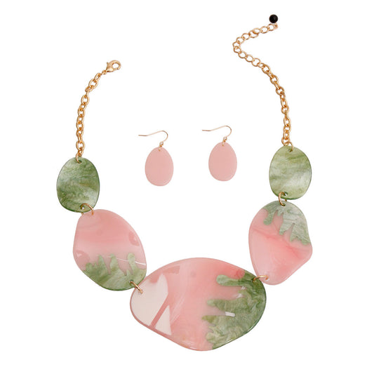 AKA Light Pink Green Dipped Necklace