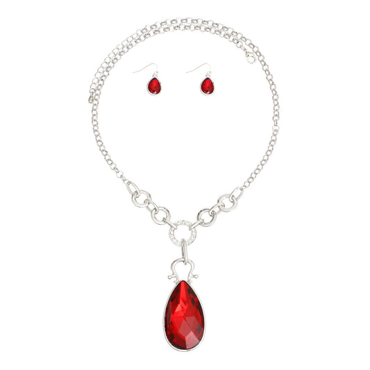 Necklace Red Teardrop Long Chain for Women