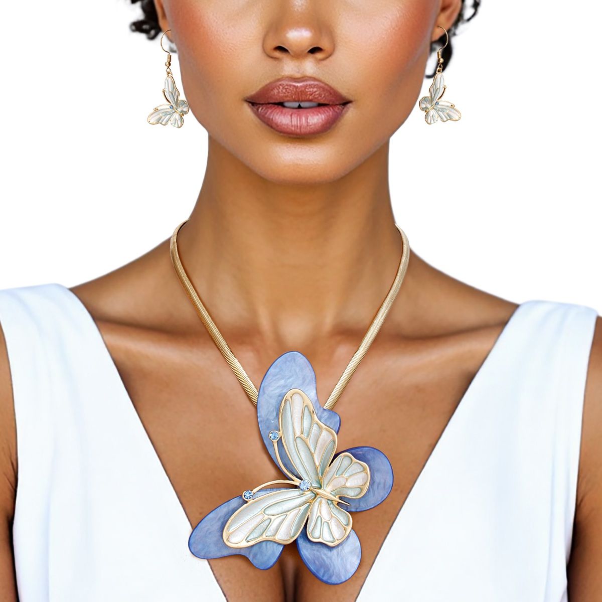 Pendant Blue Butterfly 3D Necklace for Women