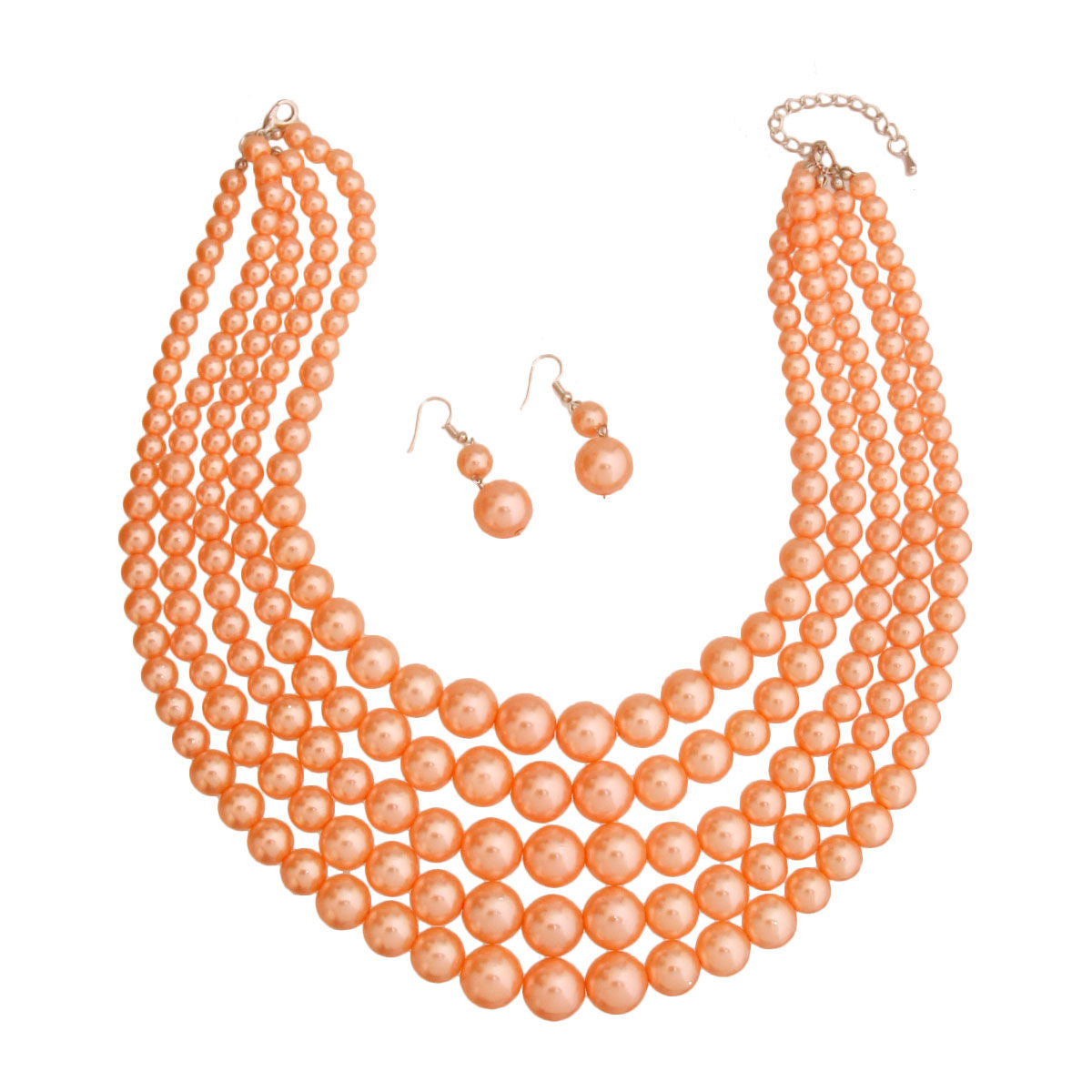 Peach Pearl Bead 5 Strand Set