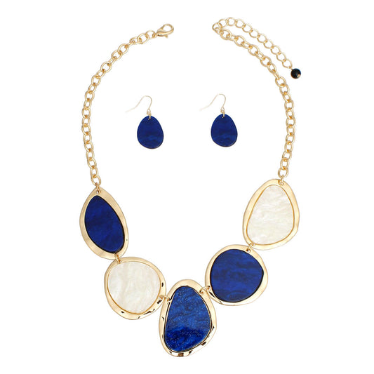 SGRHO Marbled Blue White Gold Chain for Women