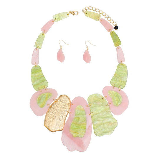 AKA Marbled Pink Green Link Bib for Women