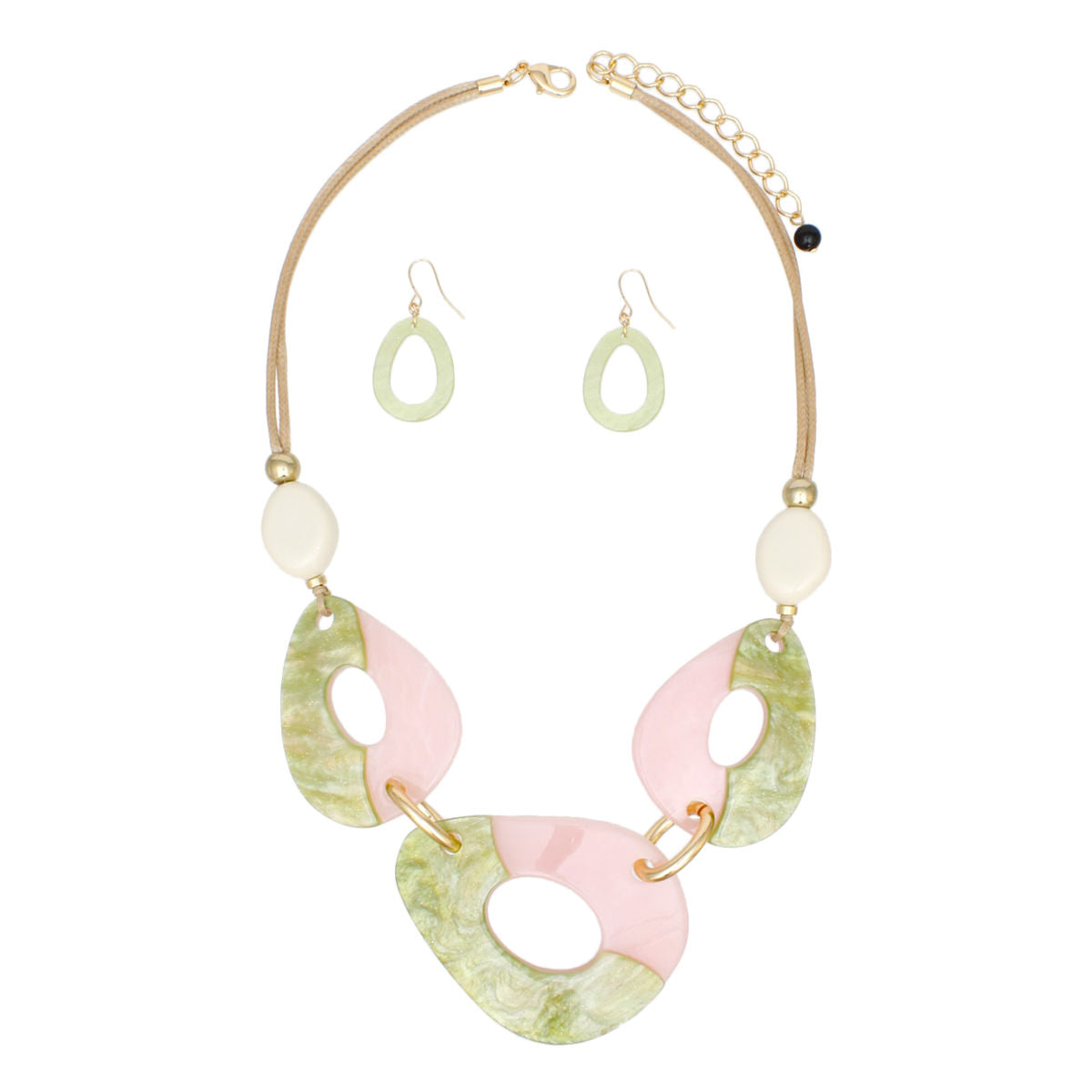 AKA Soror Collar Organic Pink Green Cord Necklace