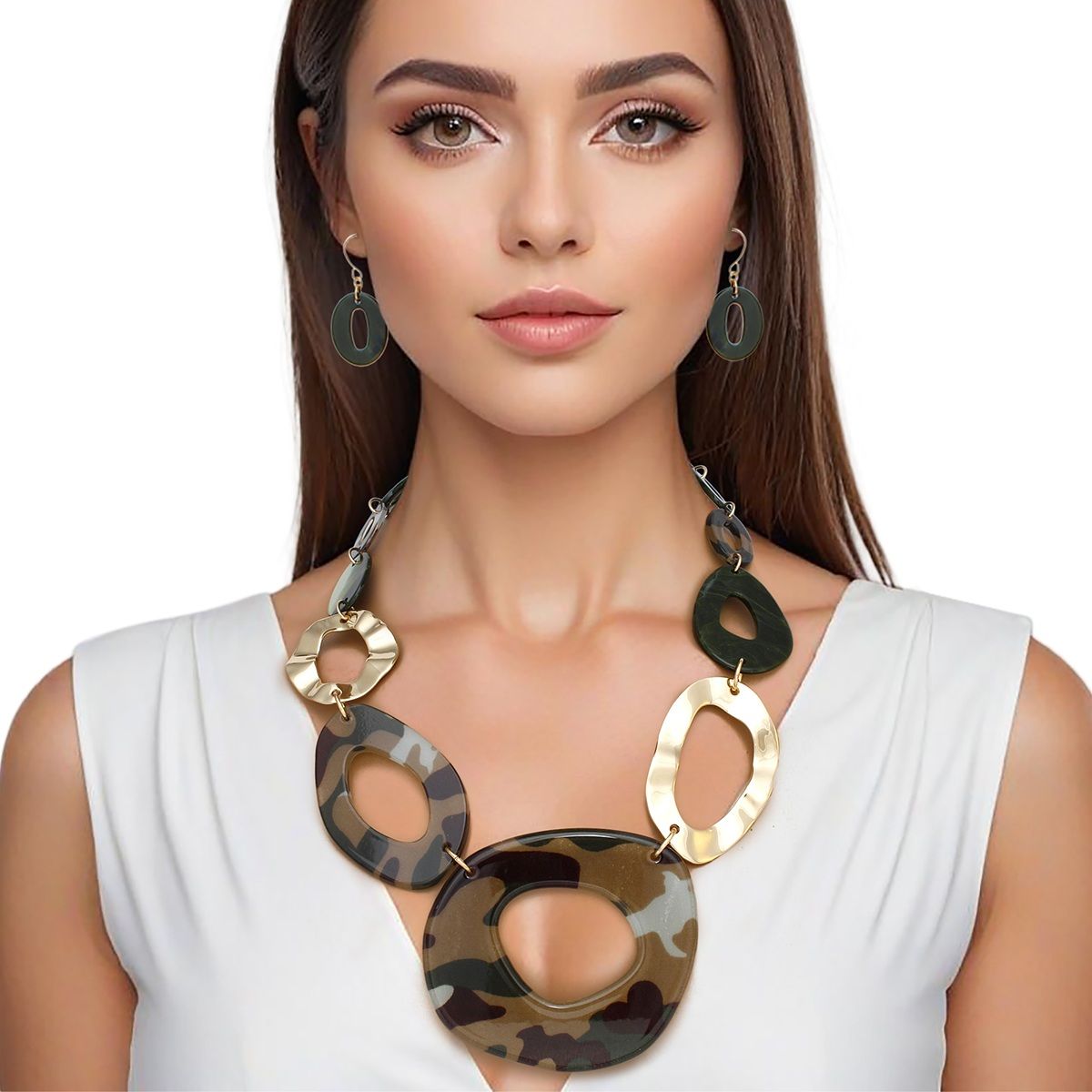 Link Collar Warrior Chic Camouflage Necklace