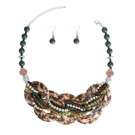 Camouflage Disc Shell Necklace