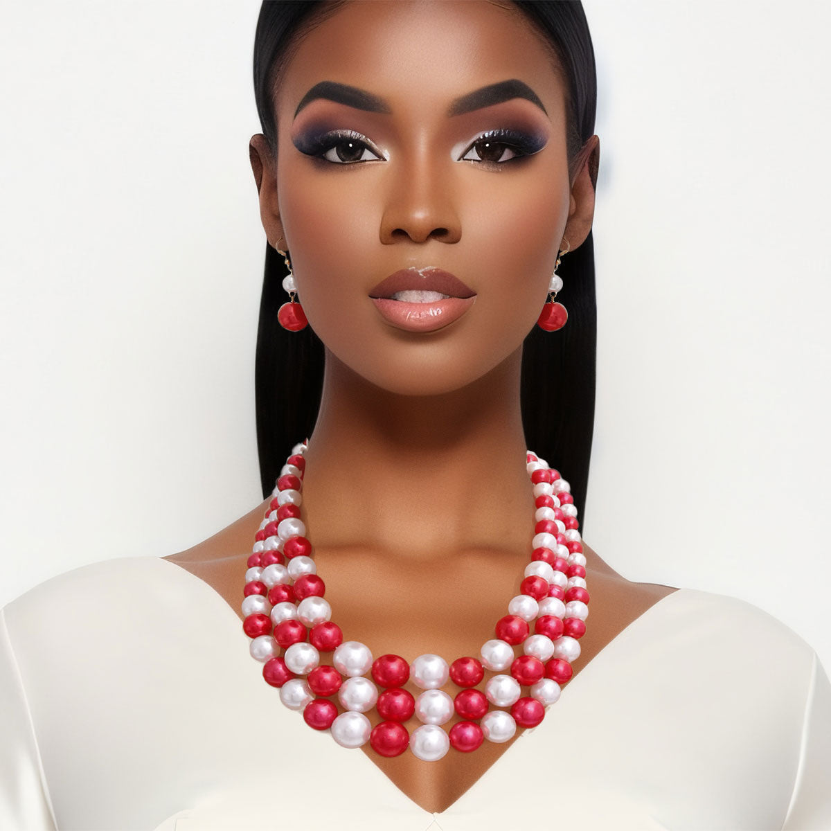 Red White Pearl 3 Layered DST Gold Set