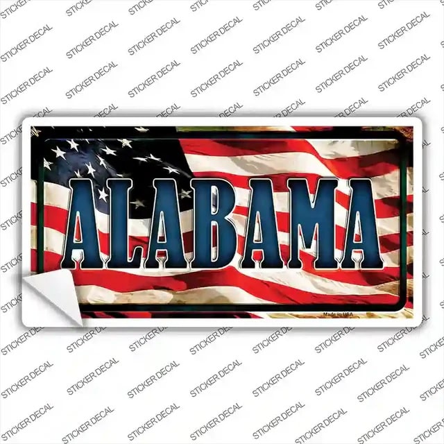 Alabama and American Flag Bumper Sticker