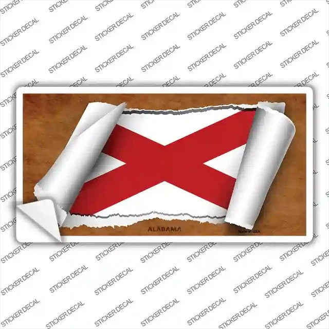 Alabama State Flag Scroll Out Bumper Sticker