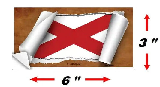 Size Alabama State Flag Scroll Out Bumper Sticker