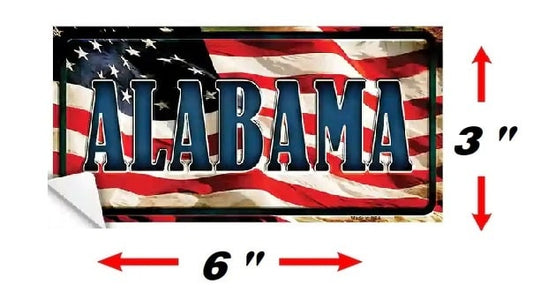 Size Graphic Alabama and American Flag Bumper Sticker