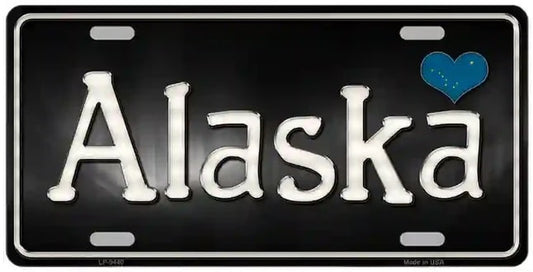 Alaska Flag Script Novelty Metal License Plate Tag
