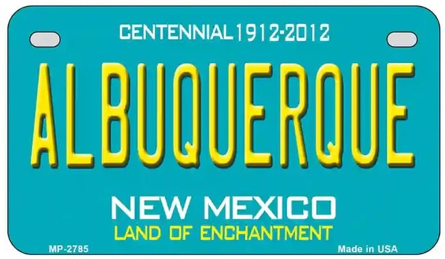 Albuquerque New Mexico Centennial Motorcycle License Plate
