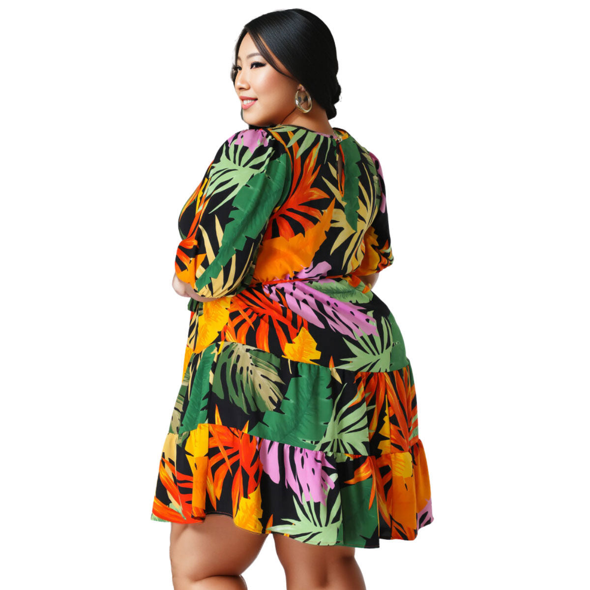 2XL Tropical Print Apron Dress