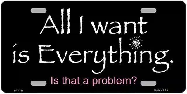 All I Want Is Everything Novelty Metal License Plate