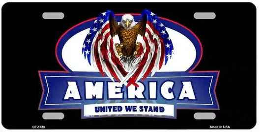 America United We Stand Metal Novelty License Plate 