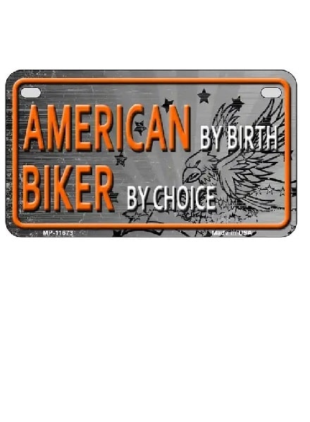 American By Birth Biker By Choice Motorcycle License Plate