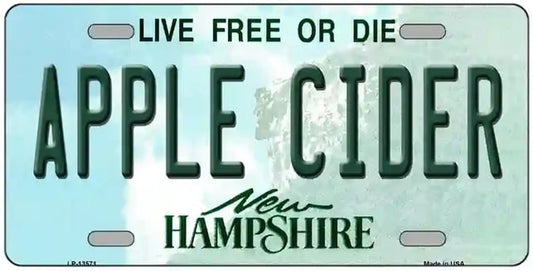 Apple Cider New Hampshire Novelty Metal License Plate Tag