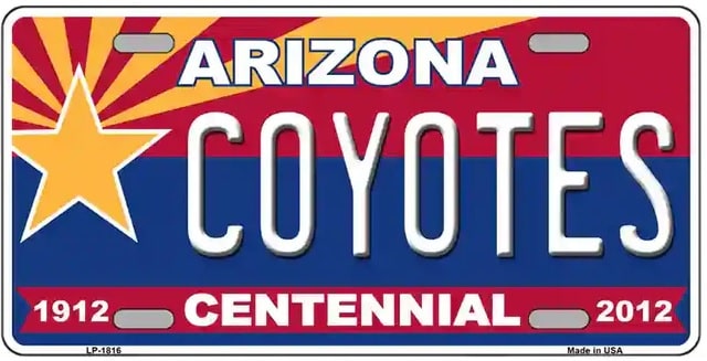 Arizona Centennial Coyotes Metal Novelty License Plate