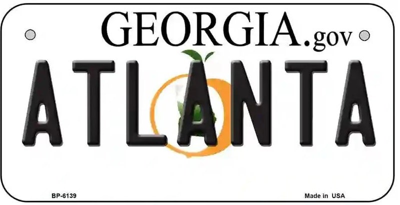 Atlanta Georgia Bicycle License Plate