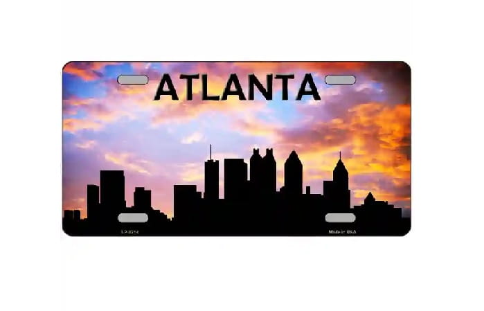 Atlanta Skyline At Dusk License Plate