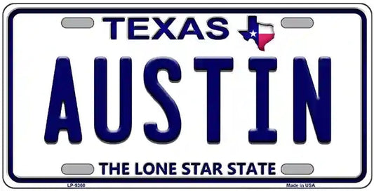 Austin Texas Novelty License Plate. Texas license plate with 'AUSTIN' and state motto