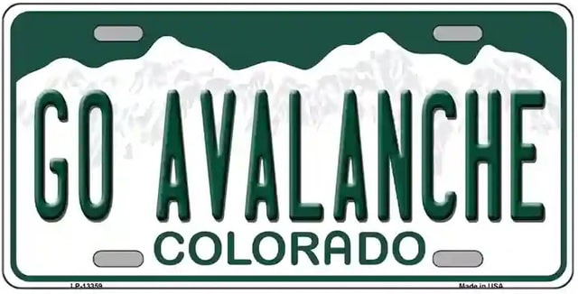 Go Avalanche Novelty Colorado Style License Plate