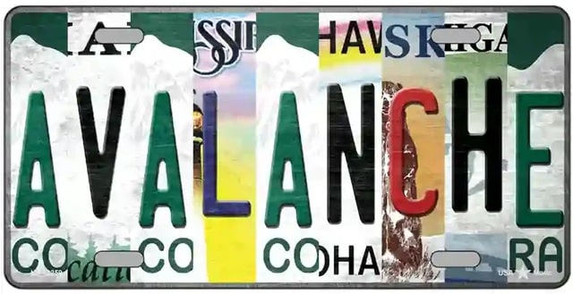 Avalanche Folk Art Novelty Strip Art Style License Plate