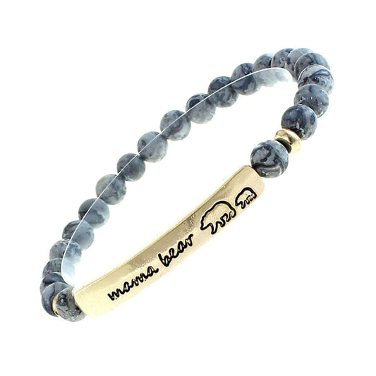 Gray Stone Mama Bear Cub Bracelet