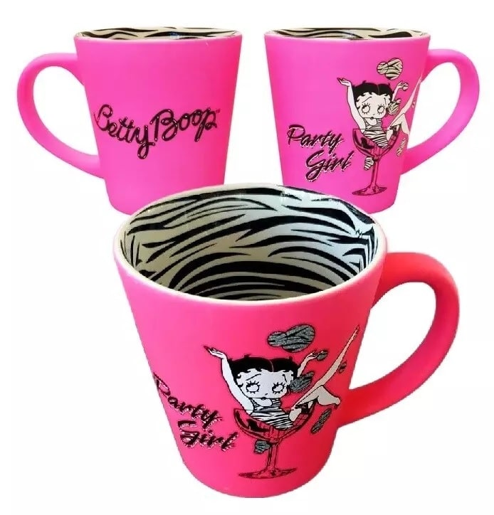 Betty Boop Coffee Cup Party Girl (Pink/Zebra) Multi Side View Collage