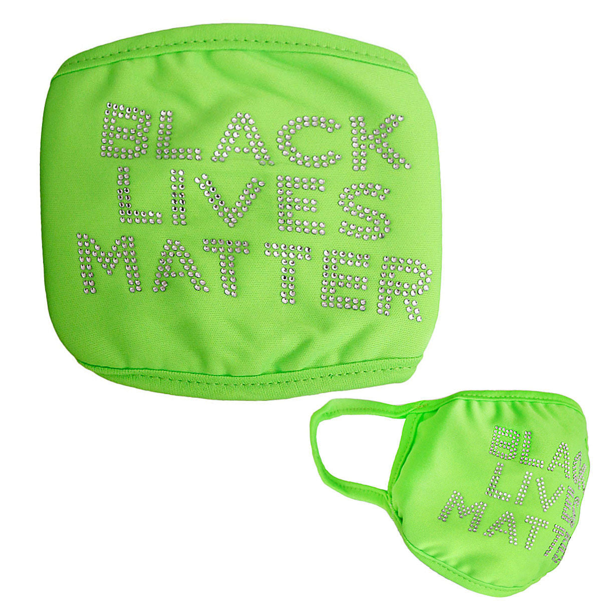 Neon Green Rhinestone BLACK LIVES MATTER Mask