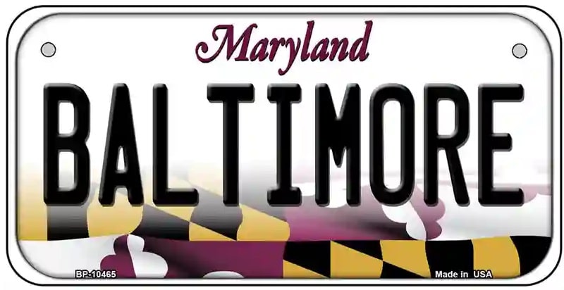 Baltimore Maryland Bicycle License Plate