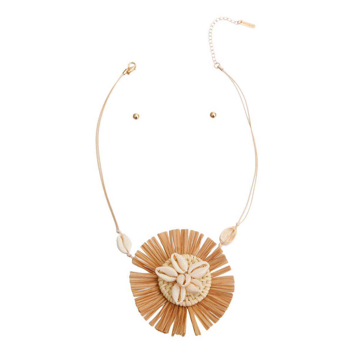 Brown Shell Raffia Pendant Set