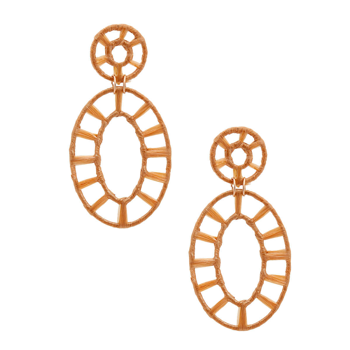 Gold Raffia Oval Earrings