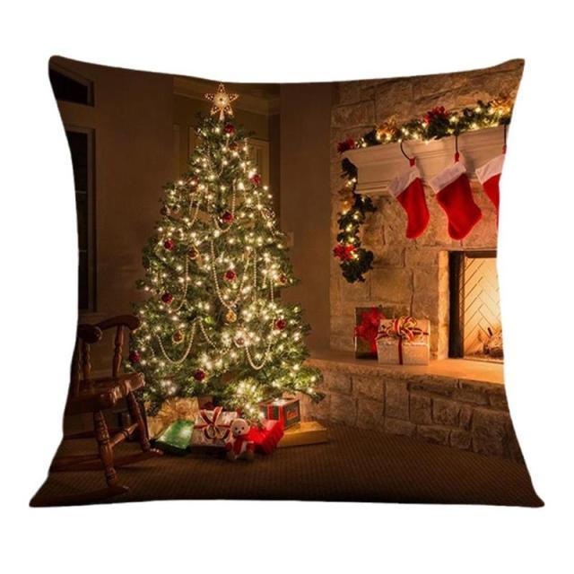 Beautiful Snowflake In Red Merry Christmas Gifts Xmas Cushion Cover Case Decorations Winter Holiday Party Pillow Zipper Pillowcase For Sofa Home Office Living Room Car