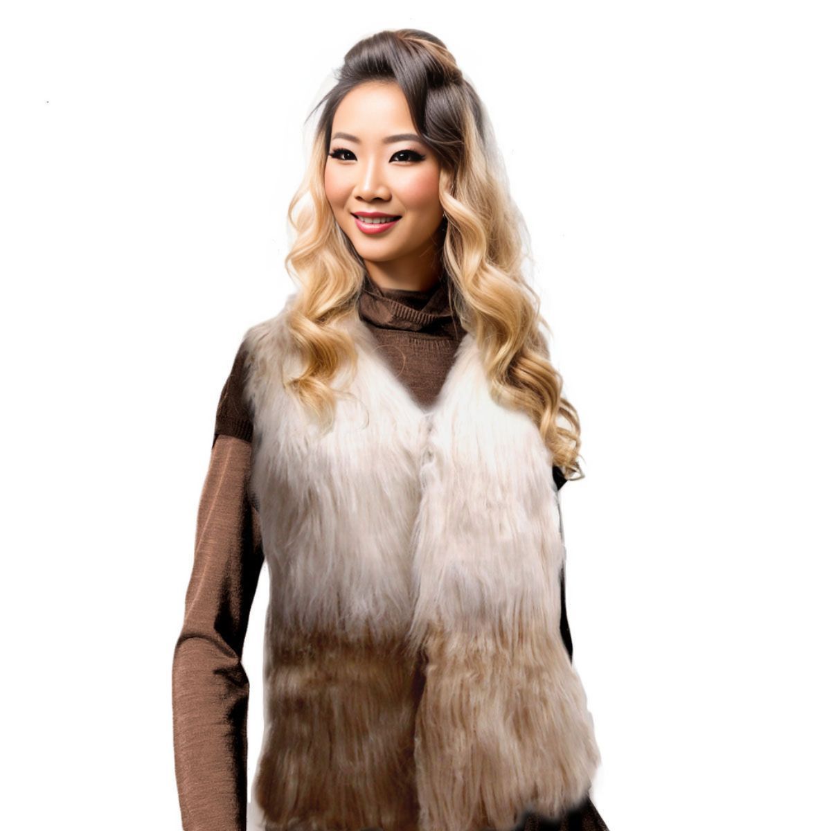 Brown Faux Fur Fashion Vest