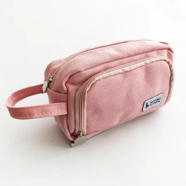 Big Storage Large Capacity Pencil Case Kids Pencil Bag For Students Vintage Grid Print Fabric Stationary Bag School Supply