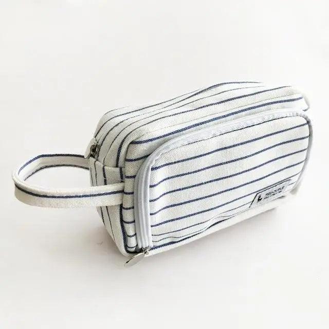 Big Storage Large Capacity Pencil Case Kids Pencil Bag For Students Vintage Grid Print Fabric Stationary Bag School Supply