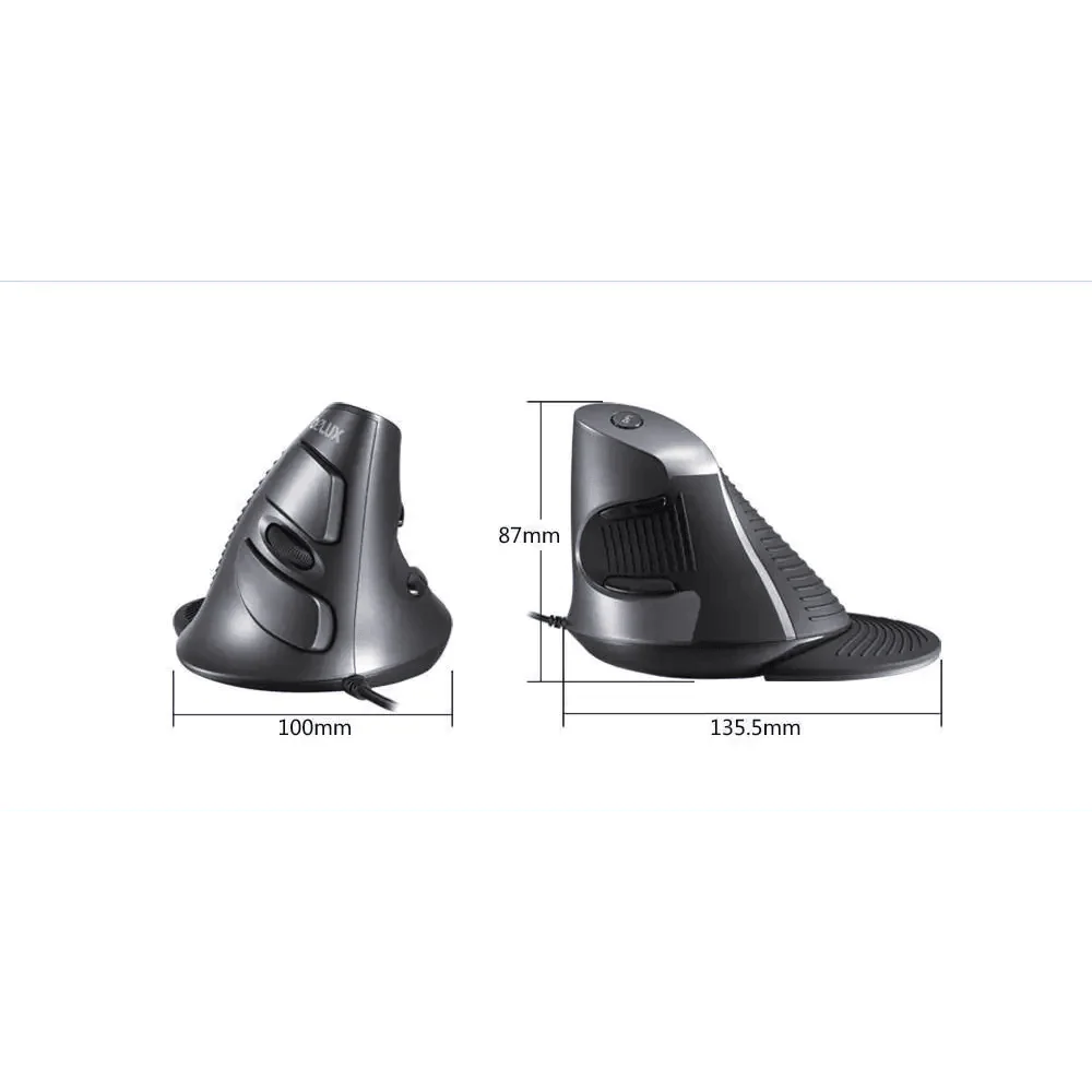 Black Ergonomic Design Office Vertical Mouse 6 Buttons 600/1000/1600 DPI Right Hand Mice With Wrist Mat Better Performance Mouse For PC Desktop Laptop