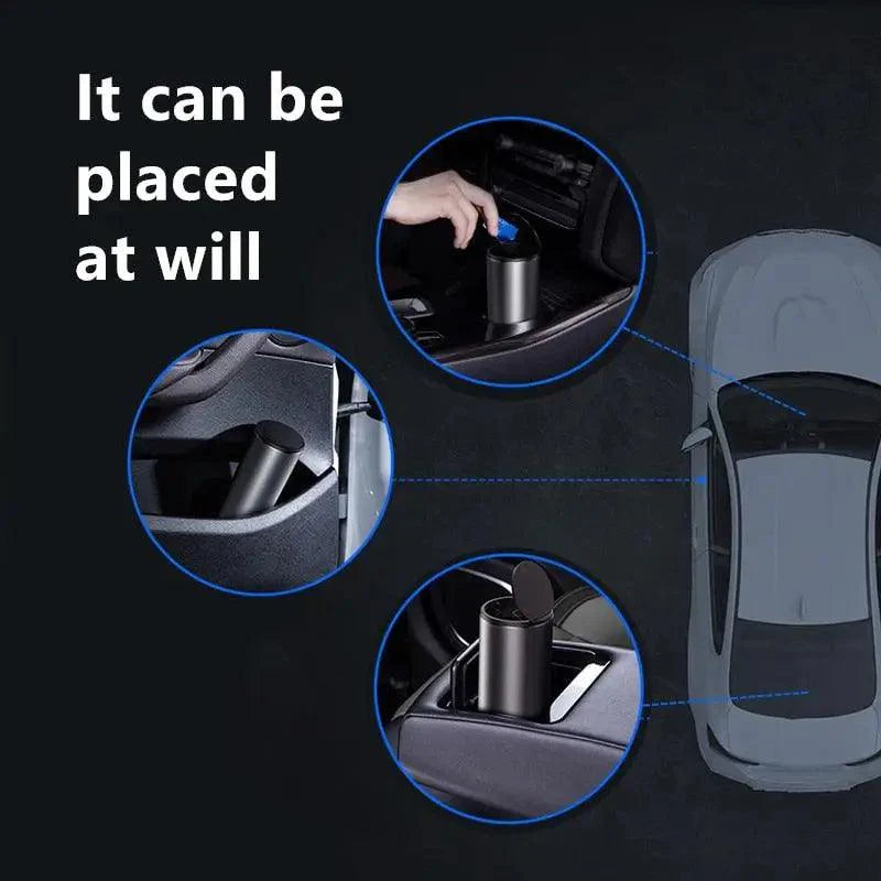 Black Small Trash Bin Garbage Can For Car Waste Rubbish Basket Organizer Storage Holder Car Accessories