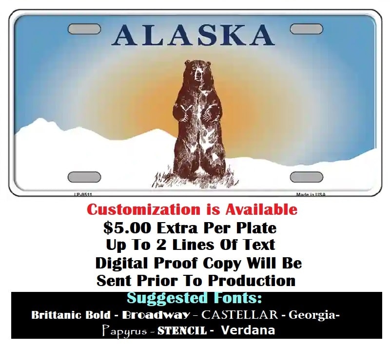 Custom Instructions Blank Alaska Bear License Plate