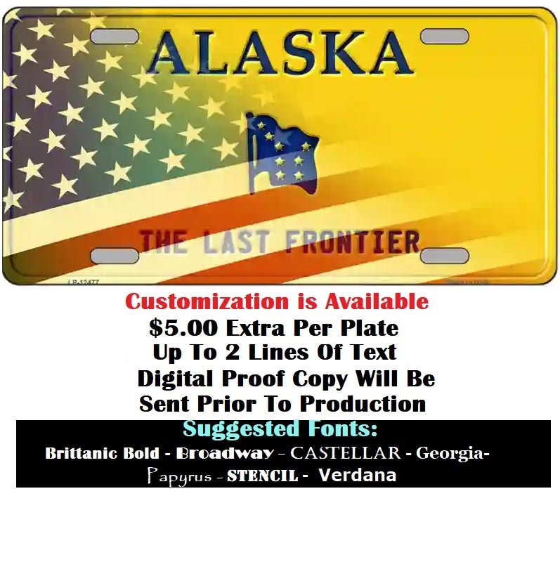 Blank Alaska US Flag License Plate Customizatrion
