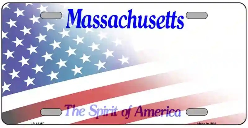 Blank American Flag Massachusetts License Plate