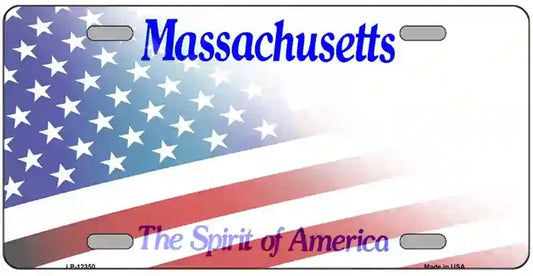 Blank American Flag Massachusetts License Plate