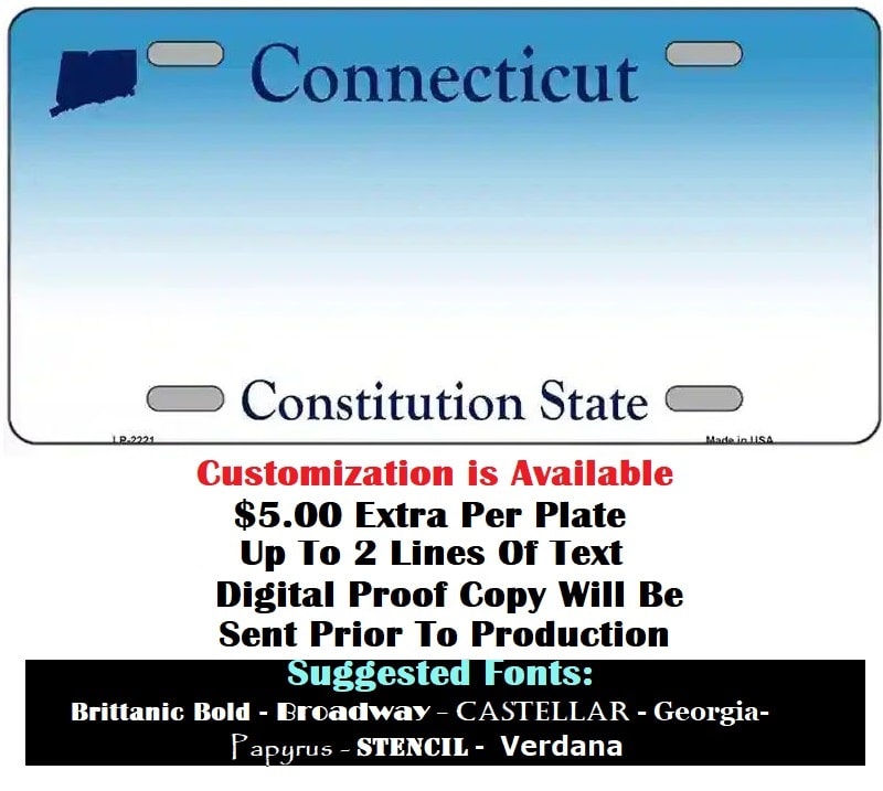 Customization Instructions Blank Connecticut License Plate