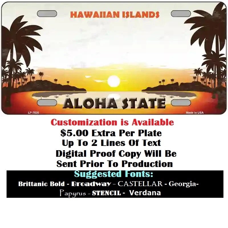 Customization Blank Hawaiian Islands License Plate