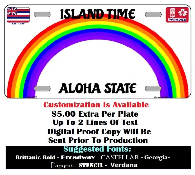 Customization Blank Hawaii Island Time License Plate