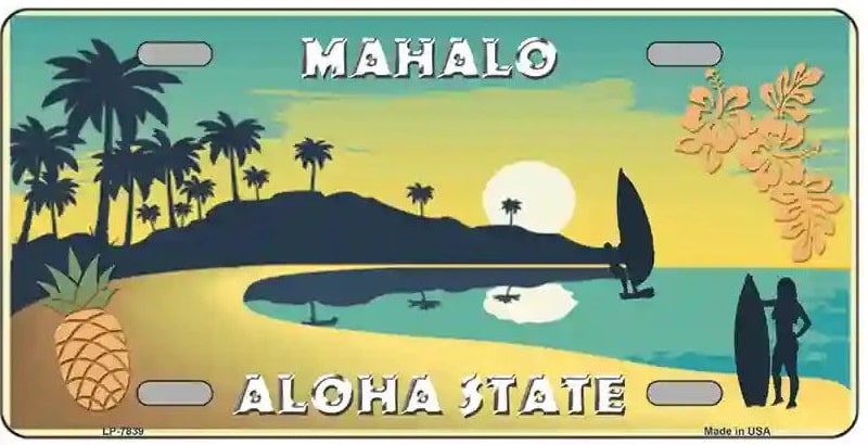 Mahalo Pineapple Hawaii Blank License Plate